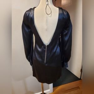 Black long sleeve silk dress